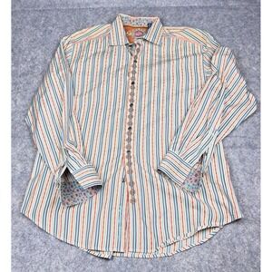 ROBERT GRAHAM MULTICOLORED STRIPED SHIRT FLIP CUFF SHIRT XL
